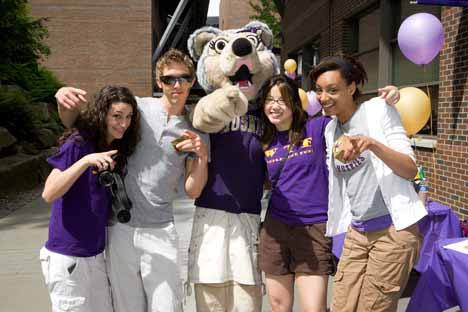 Mascot Holly Husky poses with University of Washington