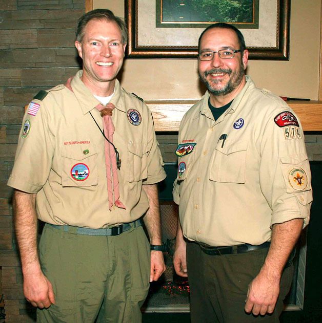 Scoutmaster Dave Keen and Post-Scoutmaster Rob Lee of Troop 574 in Bothell.
