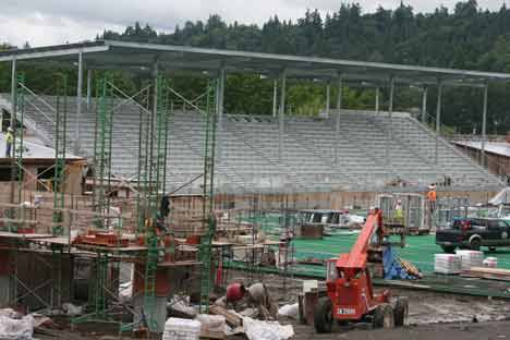 With the visitors' stands up at Pop Keeney Field in Bothell