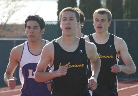 Inglemoor High's Colin O'Neil leads the way in Thursday's 1