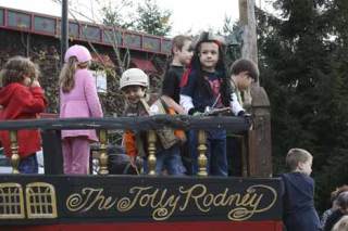 Kids play on the Jolly Rodney ship at Country Village at its unveiling on Saturday.