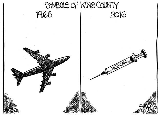 Symbols of King County 1966 and 2016 | Cartoon for March 11