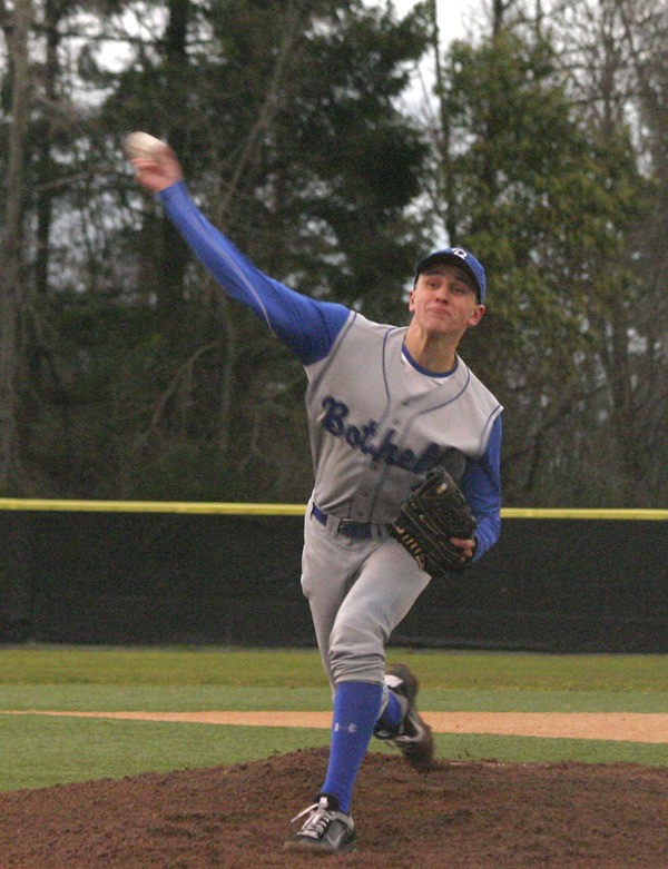 Bothell senior starter Brian McAfee pitched a gem of a game on Monday against the Inglemoor Vikings