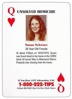 This cold-case playing card led to an arrest in the 32-year-old murder investigation of Bothell High graduate Susan Schawrz.