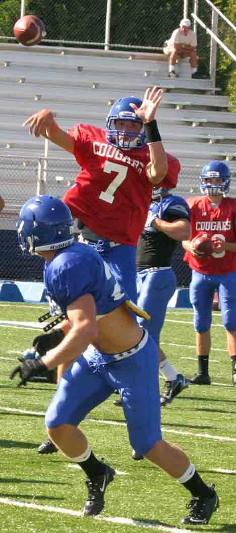 Bothell High senior quarterback Braden Foley tosses the ball in practice.