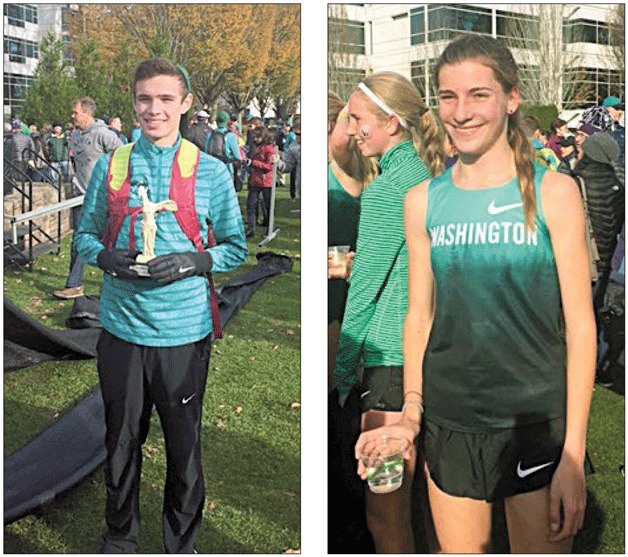 Inglemoor High School athletes Nick Laccinole and Rebecca Ledsham helped Washington win in the annual Nike Border Clash in Beaverton