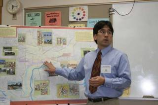 City Capital Projects Manager Steve Morikawa makes a point as he explains some of the details of the city's plans for downtown Bothell Oct. 30.