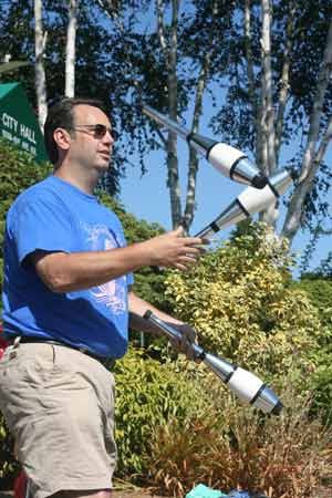 A juggler entertains attendees at last year's RiverFest.