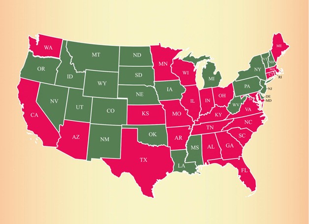 Lice populations in the states in pink have developed a high level of resistance to some of the most common treatments.