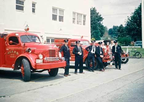 No date was attached by the city of Bothell to this shot of the city volunteer fire force in front of Bothell's then fire headquarters