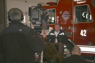 Bothell Fire Department Chief Warren Burns addresses the media Tuesday morning on the health of injured firefighter Lt. Gary Wick.