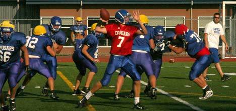 Quarterback Braden Foley looks to pass the ball during practice last week.