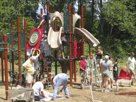 Volunteers gave the playground at Kenmore Elementary a big facelift over the summer.