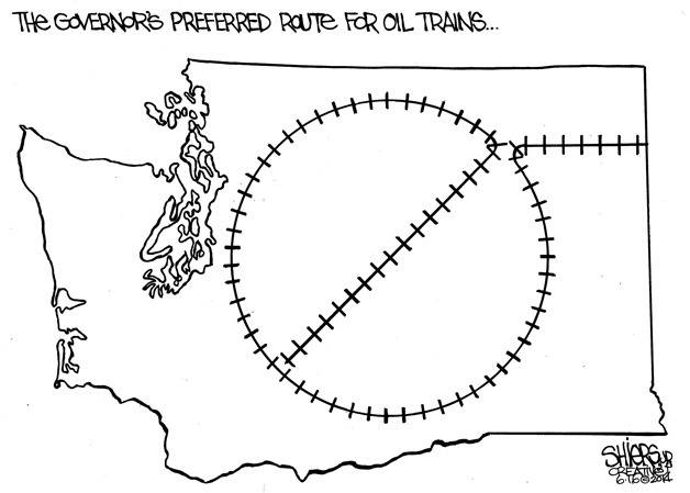 The governor's preferred route for oil trains | Cartoon for June 16