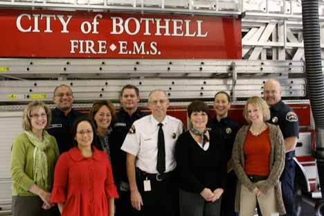 New Bothell Fire Chief  Bob Van Horne (center) is emphasizing leadership and inclusion and declined to have a solo picture taken
