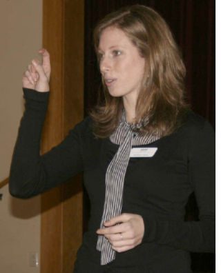 Greater Bothell Chamber of Commerce Operations Manager Brittany Beck makes a point during a recent meeting.