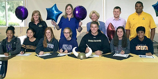 Ingelmoor High School held a signing ceremony for student athletes headed to college on scholarship on June 3. From left
