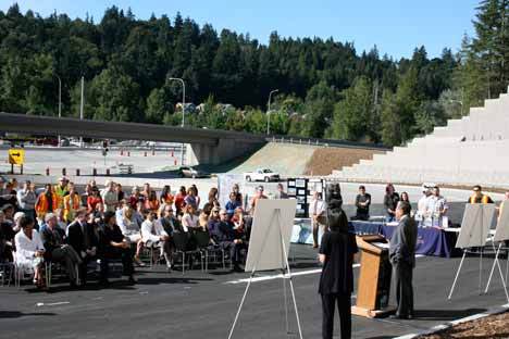 Facing the new Interstate 405/State Route 522 ramp that will allow the University of Washington