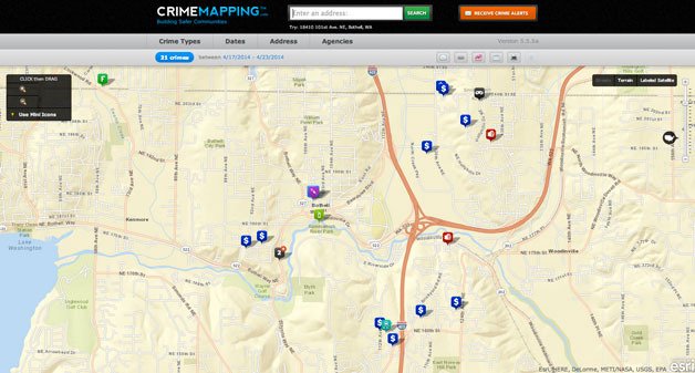 The Bothell Police Department implemented a web-based program called Crime Mapping so residents can view crime in their area.