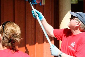 Alan Withers gets in some painting at Blyth Park.