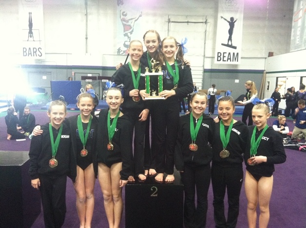 Bothell Gymnastics Club's advanced division team took second place during its first meet of the season.
