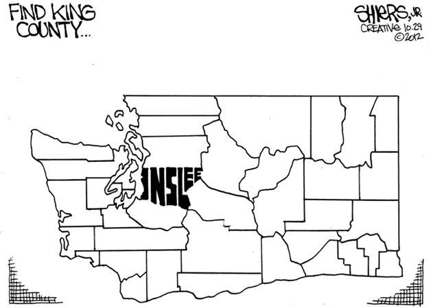 Jay Inslee and King County in 2012 general election | Cartoon for Nov. 10