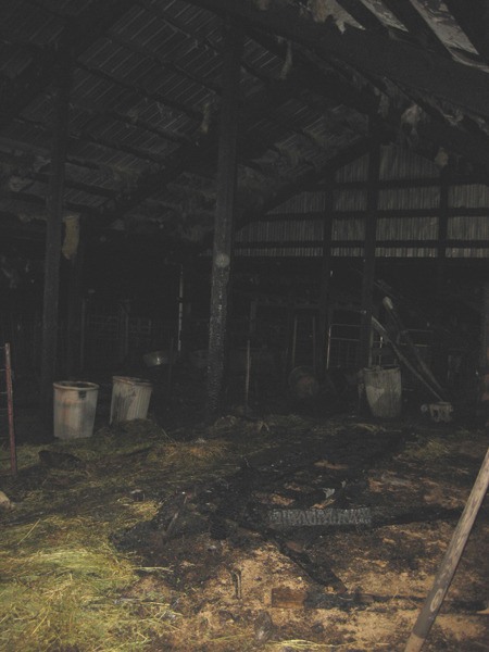 District 7 fire fighters snapped this shot of a Bothell area barn after a fire struck the roof Feb. 5.