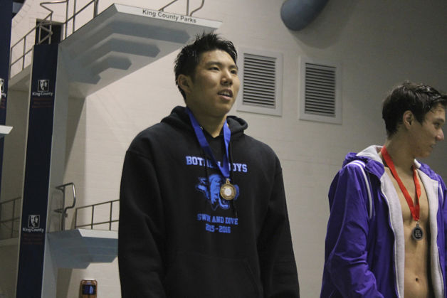 Bothell High School student Andrew Oh won the state title in the 100 Butterfly on Saturday at the King County Aquatic Center.