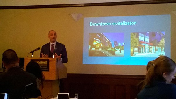 Bothell City Manager Bob Stowe addresses the community during the Greater Bothell Chamber of Commerce's annual 'State of the City' event.