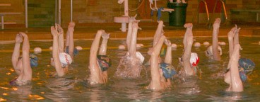 A Seattle Synchronized Swimming team practices at the Carole Ann Wald Pool at St. Edward State Park in January 2009.