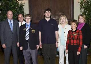 The Greater Bothell Chamber of Commerce named Bothell High’s Tony Elia and Zachary Simmons its students of the month for November. Pictured from left to right are: Co-Principal Bob Stewart