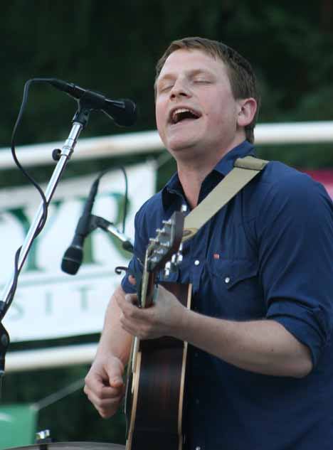 Hey Marseilles singer Matt Bishop belts out a solo song during Thursday's final Kenmore Concert Series performance at St. Edward State Park. More than 1