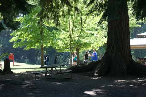 Folks enjoy an afternoon at Blyth Park in August.