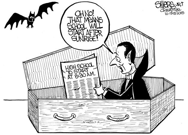 That means school to start after sunrise | Cartoon for Oct. 17
