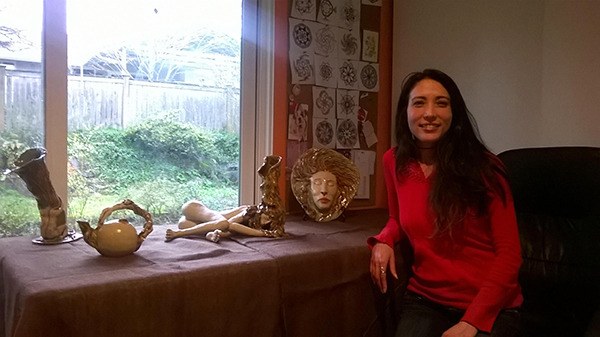 Michele Yugen Lewis at her Bothell home and art studio.