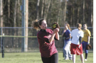 Inglemoor High junior shortstop Kaylee Hardin snags a line drive last week in practice. The Inglemoor High Softball Booster Club will sponsor a clinic for players ages 6-14 March 21 at the school field. Session one will be from 9 a.m. to noon for players ages 10 (in majors)-14; session two will be from 1-4 p.m. for players ages 6-10 (in minors). Cost is $15 per player; if six or more team members register together