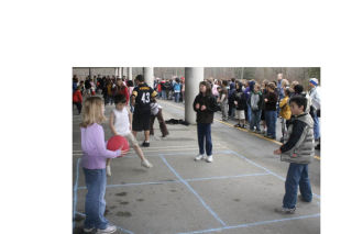 A total of about 25 Kenmore Elementary students recently took part in a successful attempt to break the world’s record for the largest number of kids playing the recess game four square. Organized as part of National Recess Week