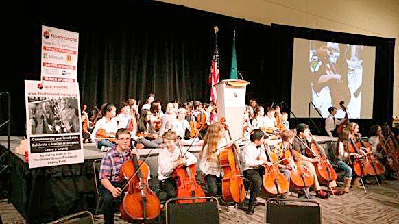 Westside Strings Orchestra students getting ready to kick off the 12th Annual Northshore Schools Foundation Luncheon.