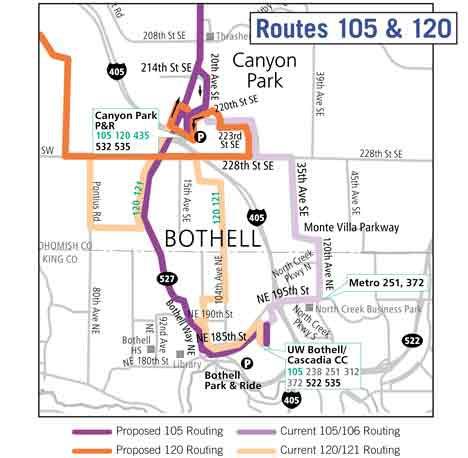 Community Transit proposed bus-route changes in Bothell.