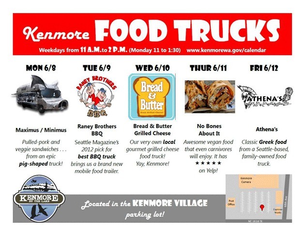 The City of Kenmore's Food Truck Week lineup.