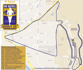 This graphic shows the course for the Husky 5K in Bothell.