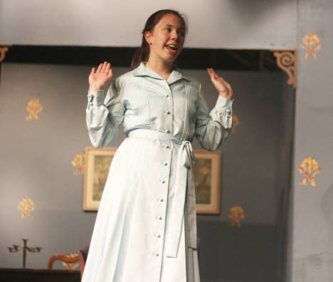 Inglemoor High student Carrie Cutler rehearses for 'The Man Who Came to Dinner' last Thursday afternoon in the school theater. The comedy will run Nov. 3-5.