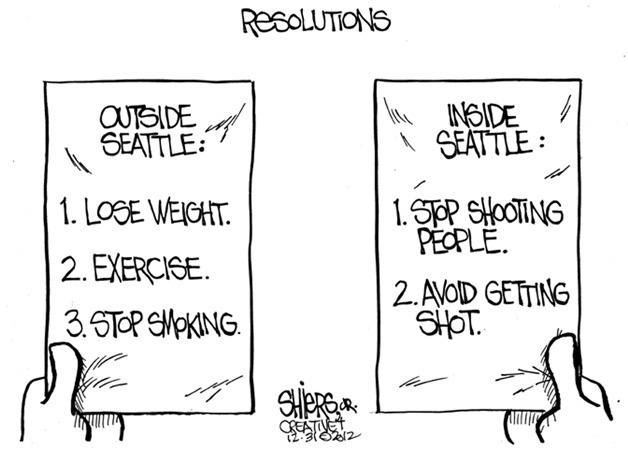 Resolutions inside and outside of Seattle | Cartoon for Jan. 2