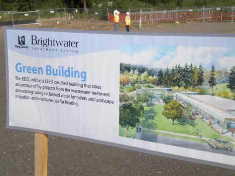 Skyview Junior High eighth-graders Hailey Hunt and Jenna Hyppa practice their speeches prior to the groundbreaking cermony of the Brightwater Environmental Educational Community Center Thursday morning. The center