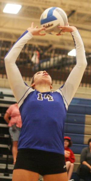 Bothell High's Allie Hadley sets one up against Newport High Tuesday night.