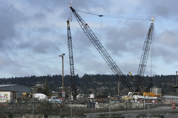 A crane at the Lakepointe industrial site.