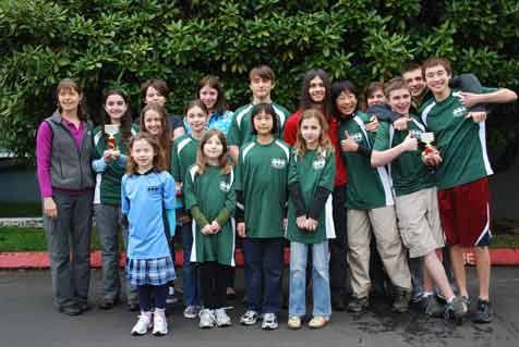 Woodinville Montessori School's orienteering team.