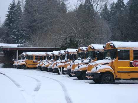 This group of Northshore School District buses wasn’t going anywhere for a while during last year’s inclement weather.