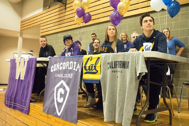 Bothell High School held a 'signing day' for four students on Nov. 19. From left