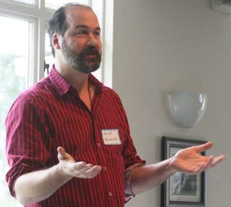 Former Nirvana bassist Krist Novoselic discusses the Washington election system Thursday at the Northshore Rotary Club meeting at the Inglewood Country Club.  He had this to say about Initiative 872